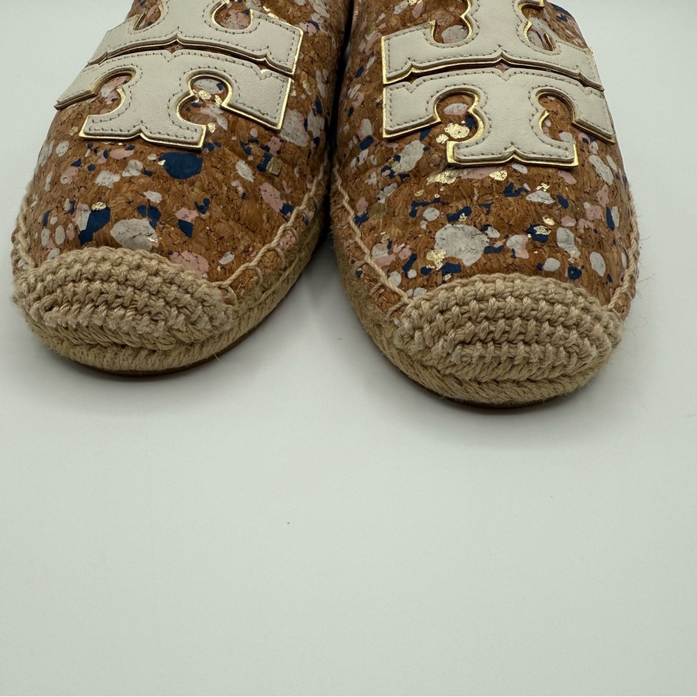 Tory Burch INES ESPADRILLE CONFETTI CORK / CALF LEATHER /METALLIC LEATHER  SZ 9M - Picture 7 of 17